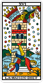 Tarot de Marseille - La Maison Dieu (right) :Tar16U: